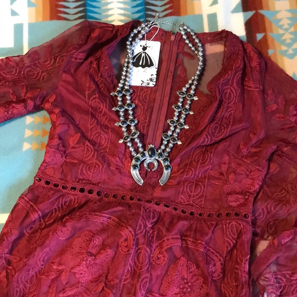 Dresses & Skirts - Maroon Lace Romper